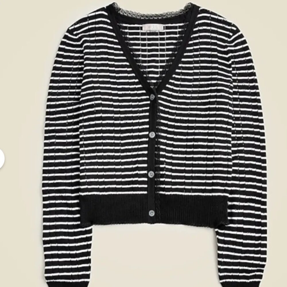 JCREW V Neck Striped Cardigan, Medium Size